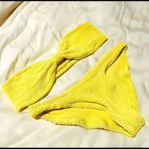 Hunza G Yellow two piece bikini